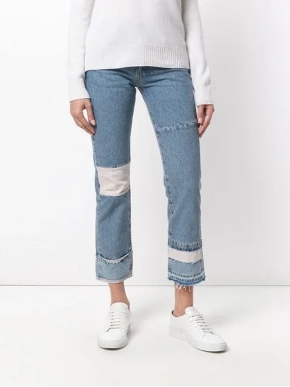 Current/Elliott The DIY Original Straight jeans with patchwork